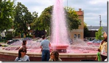Yup that's PINK water in the fountain!