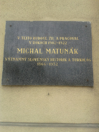 Pamatna tabula Michal Matunak