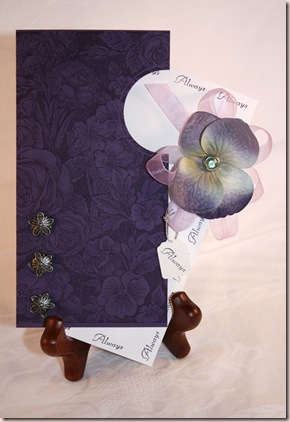 purple hydrangrea wedding card 2
