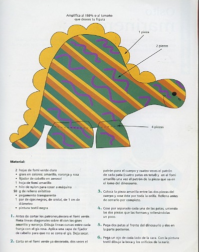 Manualidades: Dinosaurio en Goma Eva - Colorear dibujos infantiles