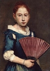 Giacomo Ceruti, dit le Pitocchetto, Portrait d'une jeune fille avec un éventail, Huile sur toile, Vers 1740