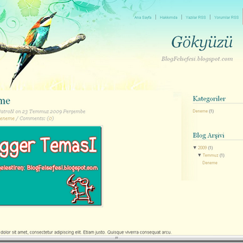 Gökyüzü Türkçe Blogger Teması (wolakanca’nın Teması)