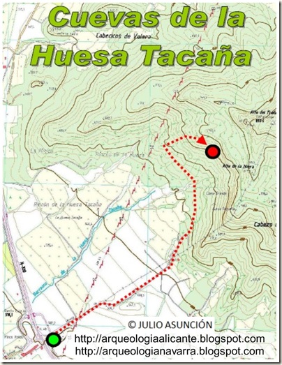 Mapa ruta cuevas de la Huesa Tacaña