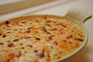 Individual Sweet Potato Gratins with Creme Fraiche, Onions, and Bacon
