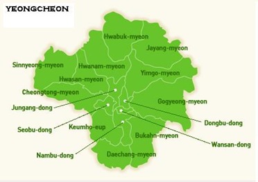 Map of Yeongcheon si Districts