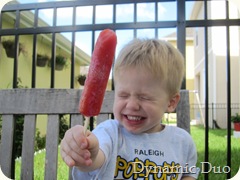 gus, happy popsicle, and yes, his shirt says raleigh...