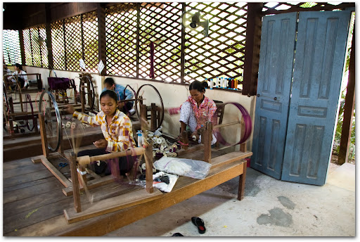 Spun silk threads