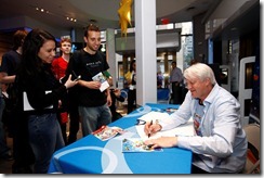 New York, N.Y. 05/21/10 - Charles Martinet, the voice of Mario, autographs memorabilia at an exclusive event celebrating the launch of the Super Mario Galaxy 2 game at the Nintendo World store in New York on May 21, 2010. Super Mario Galaxy 2 launched on May 23, 2010.