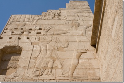 Hieroglyphic reliefs on the outside of the Syrian Gate