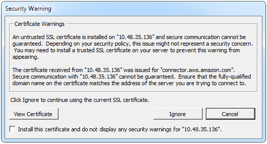 The usual vCenter certificate warning