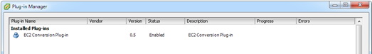 EC2 Conversion Plug-in in the VMware Plug-in Manager