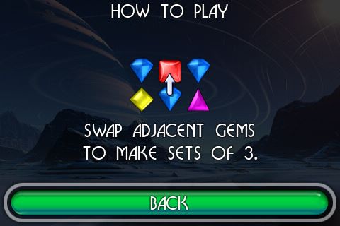 對調相鄰的寶石，讓三顆同樣的寶石連成一線即可消去