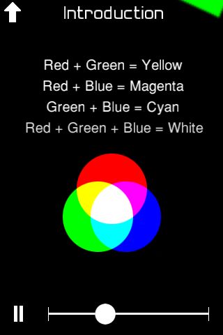 光的三原色:紅、綠、藍。 光的三原色:紅、綠、藍。