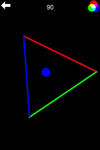 轉動邊框讓與球同色的框線把球彈回去 轉動邊框讓與球同色的框線把球彈回去