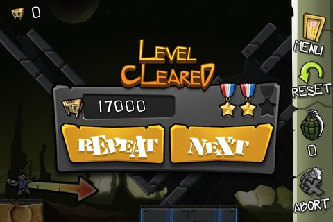 通過關卡後會統計玩家的得分及獲得的勳章數。