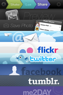 PhotoShake提供使用者可以在各大社群網站分享照片