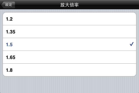 放大倍率也可以依使用者的閱讀習慣來進行調整。