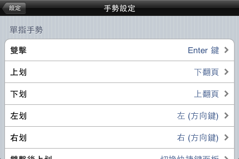 手勢操作指令主要分為單、雙指操作，搭配單、雙點擊與划動等動作