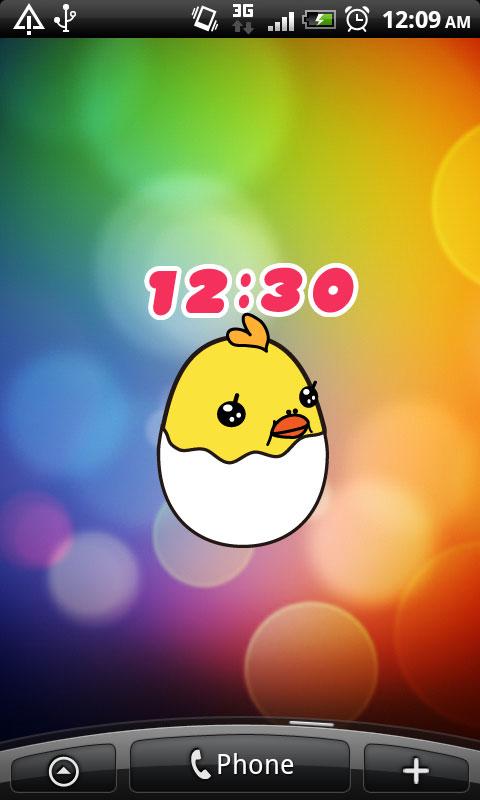 Clock Widget Baby Chick &amp; Egg Screen 1