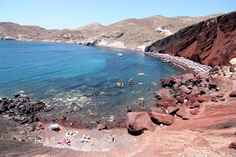 Red beach on the island of Santorini, Greece.