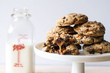Beer and Pretzel Caramel Stuffed Chocolate Chip Cookies