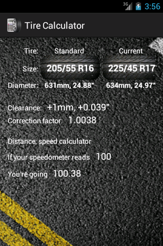 Tire calculator
