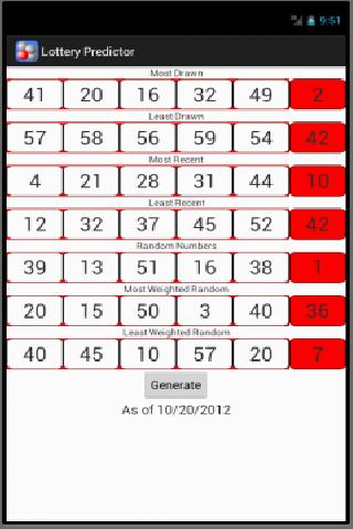 Lottery Predictor Screen 2