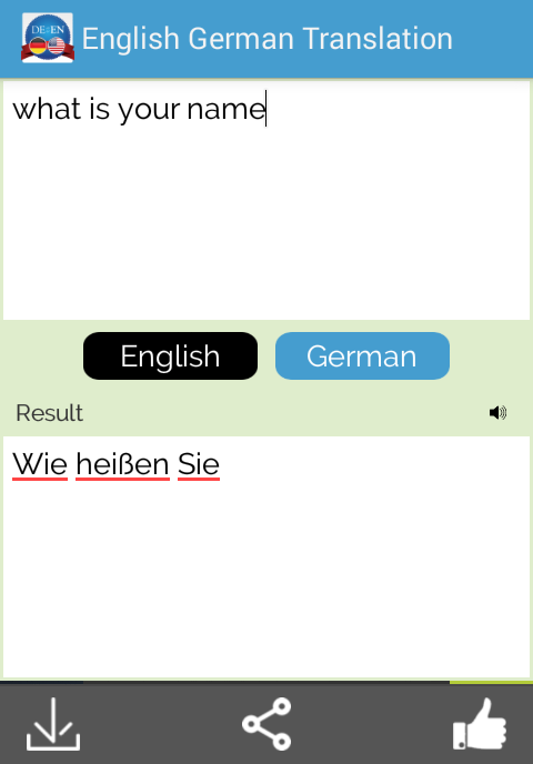 Android application German English Translator screenshort