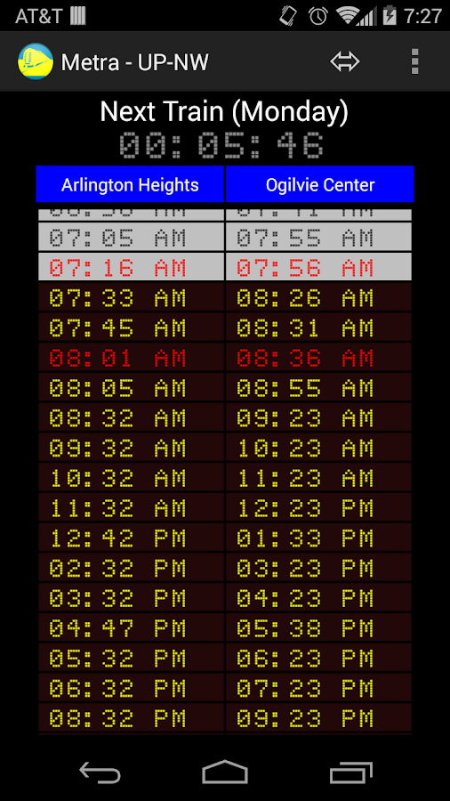 Schedule for Metra UPNW Android Apps on Google Play