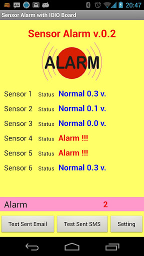 IOIO Sensor Alert - email SMS