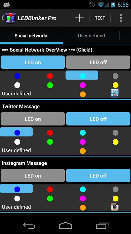 LEDBlinker Notifications - screenshot