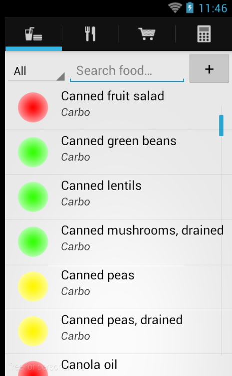 Android application Zone Diet Pro screenshort