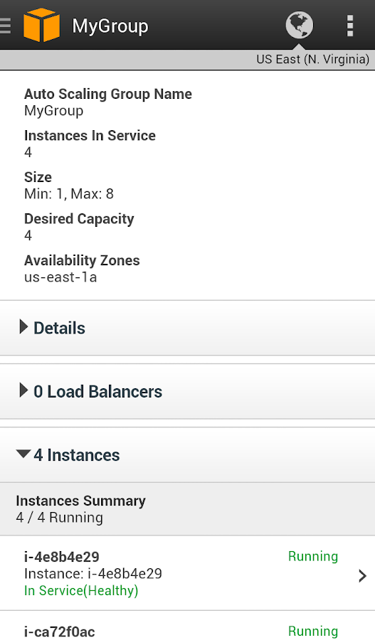   AWS Console – Capture d'écran 