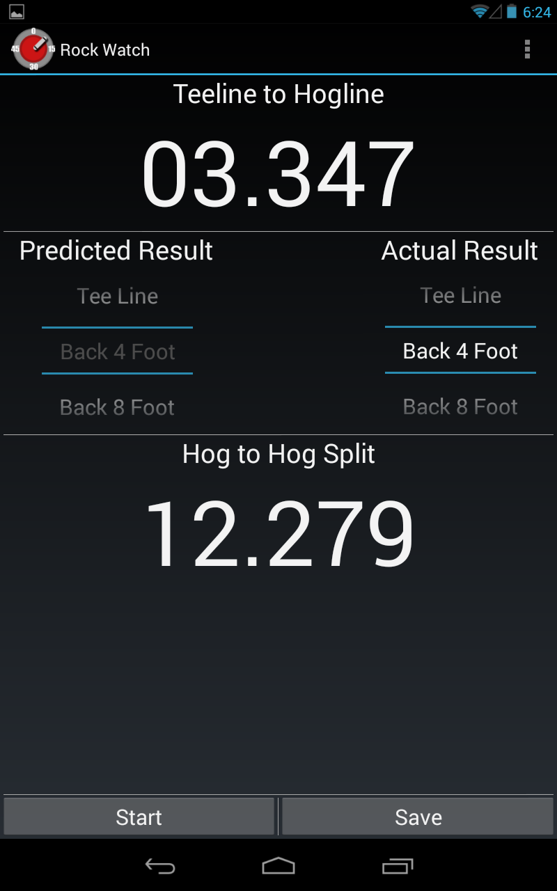 Rock Watch Curling Stopwatch Screen 2