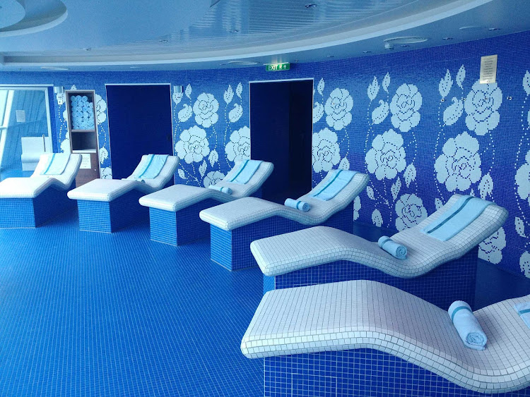 Head to the Persian Garden spa aboard Celebrity Solstice for heated ceramic lounge chairs and a relaxation room.