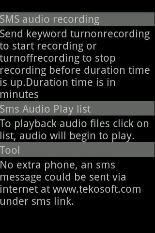 SMS Audio Recorder Spy Screen 3