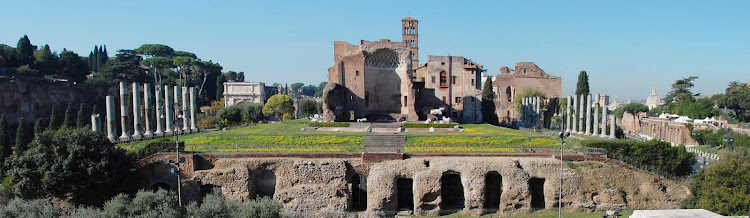A shot of Palatine Hill in Rome. Legend says this is where Romulus killed his twin and founded Rome in 753 BC.   
