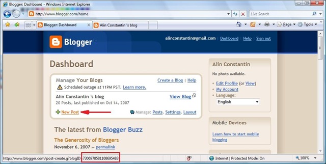 Obtaining the feed ID for your blog on Blogger