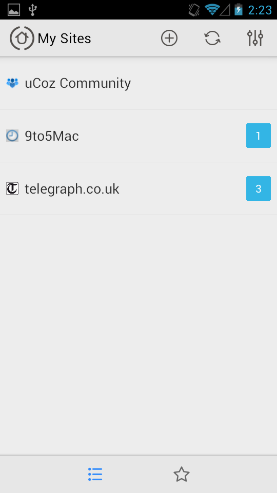 My Sites - news reading Screen 1