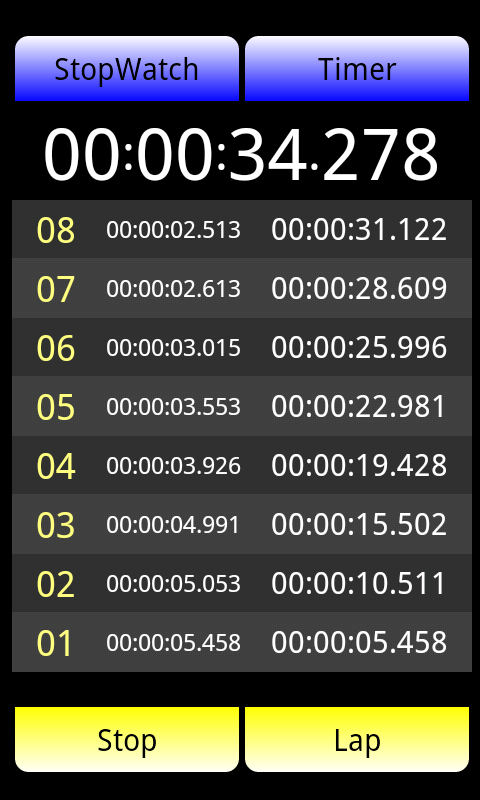 Android application Stop watch &amp; Timer screenshort