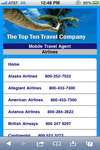 Personal Travel Agent Screen 2