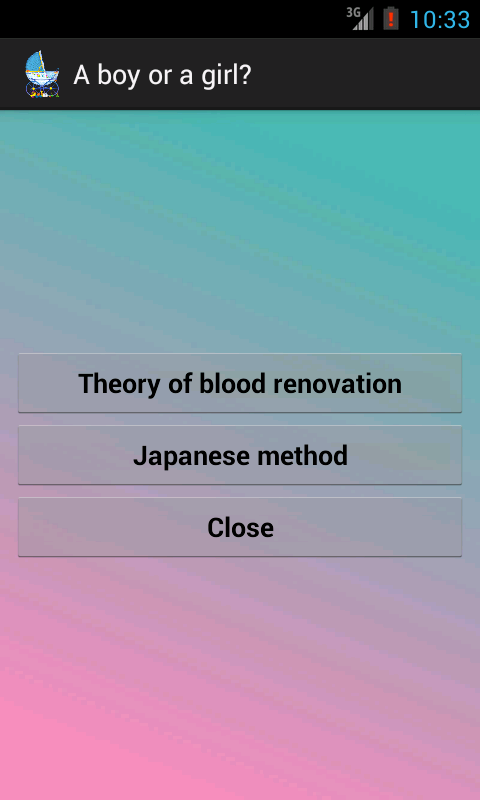 Android application Baby Gender Predictor screenshot