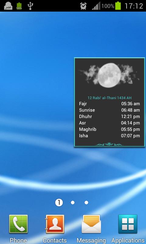 Prayer Times Widget Screen 1
