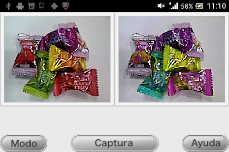 Captura de pantalla de la aplicacion Android ChromatoSupportCamera