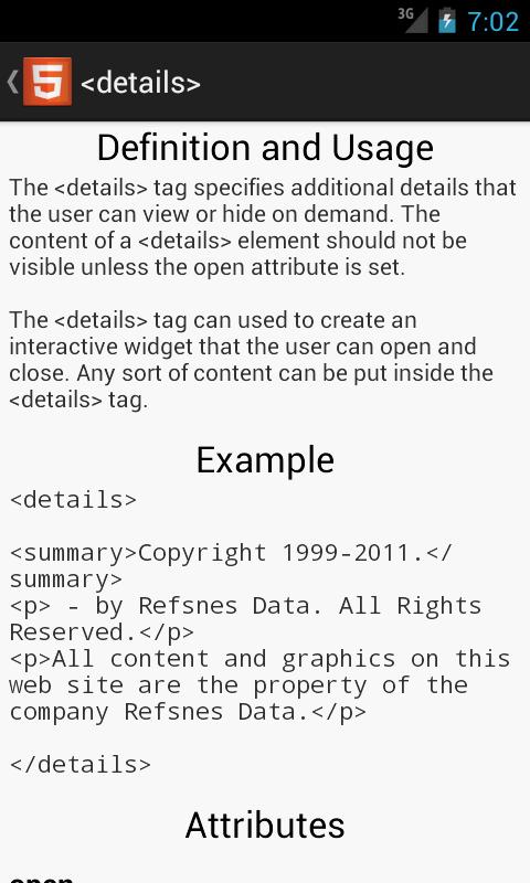 HTML5 Reference Pro Screen 3