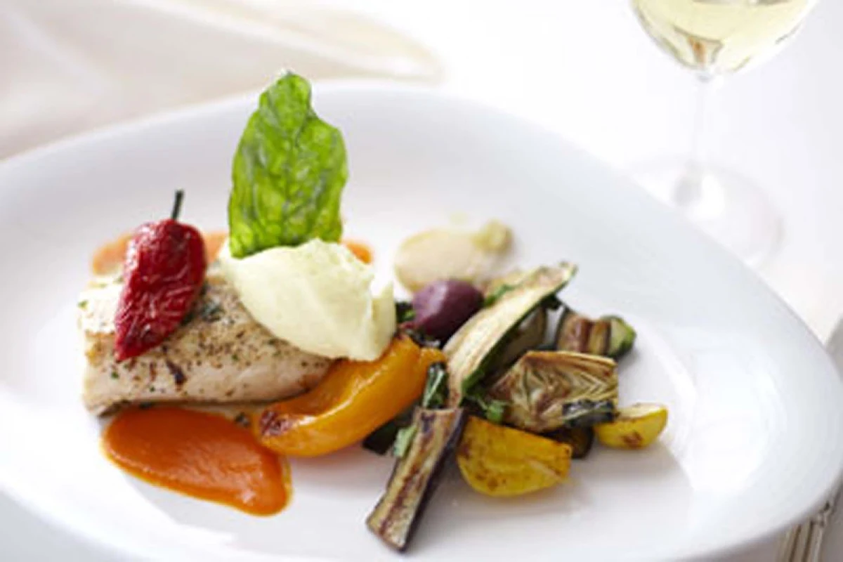 Culinary-Experiences-Grilled-Chicken-with-Vegetables - Vegetables are certainly not boring when prepared by a culinary expert aboard Crystal Serenity.
