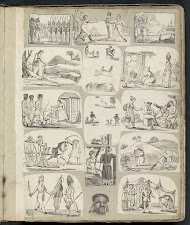 Albumblad met diverse voorstellingen