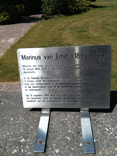 Plaque for Marinus van Emst