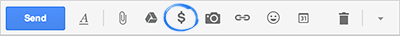 Gmail Compose Attach money icon
