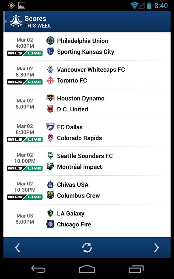 MLS MatchDay screenshot